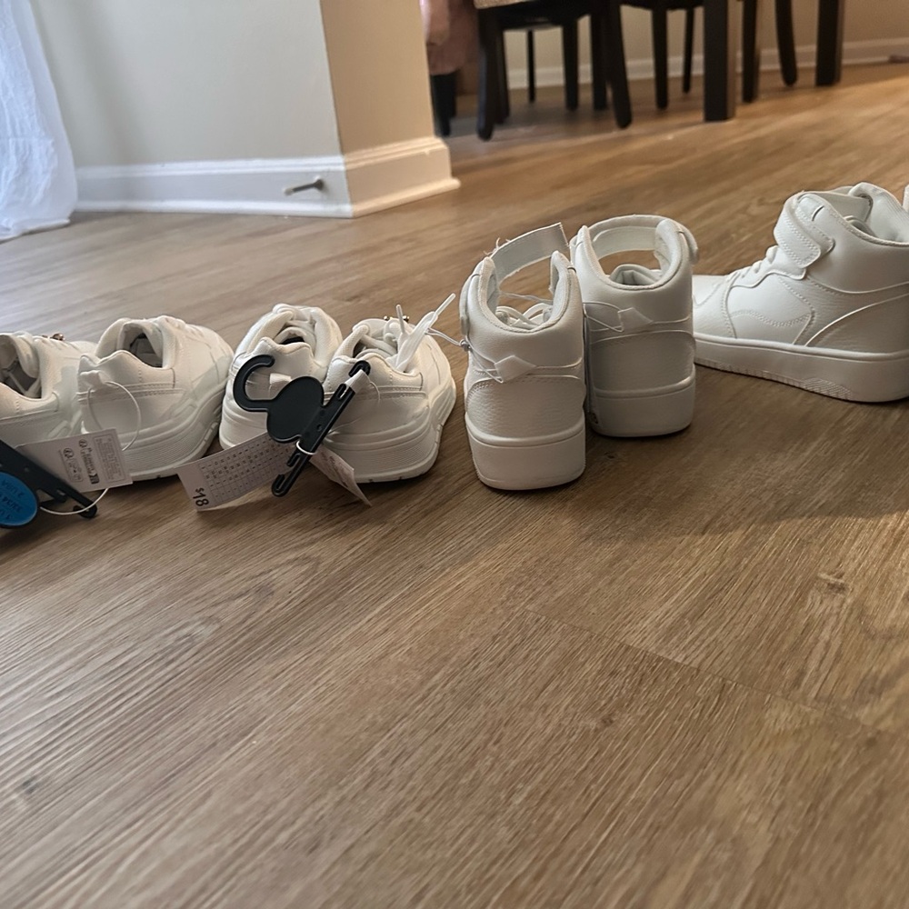 Kids’ all white sneakers: size 12 - 4 US. From a pet & smoke free residence.